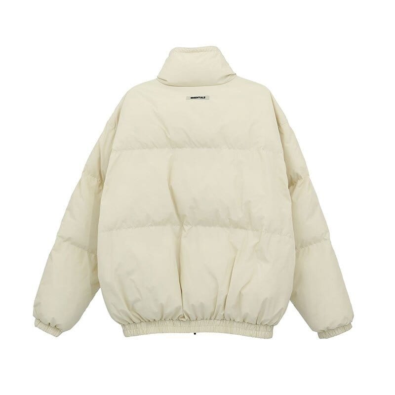 Womens oversize puffer jacket cream off white casual winter coat.