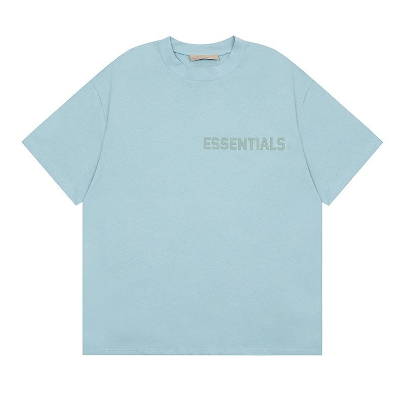 Essentials light blue t-shirt, simple and stylish K-pop merchandise, ideal for fans of Korean pop culture, comfortable casual wear, unisex design, high-quality fabric, perfect for everyday use, official K-pop merch.