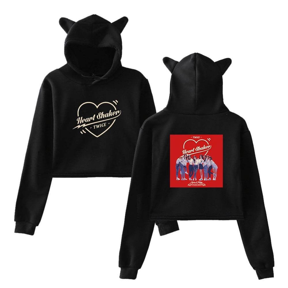 Twice Heart Shaker Cropped Hoodie #1 - Image 2
