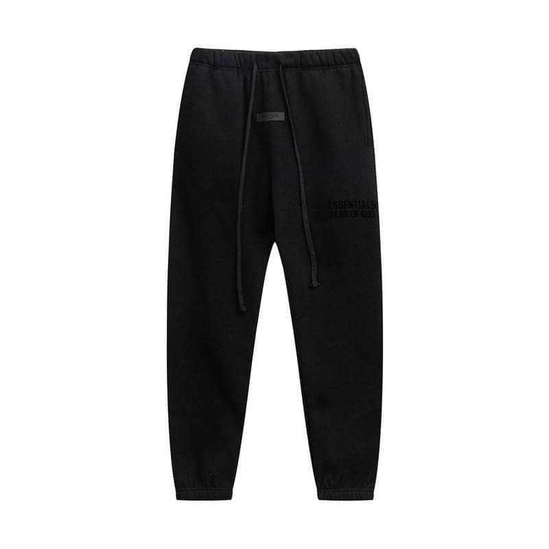 Black casual jogger pants, plain black sweatpants, unisex sportswear, comfortable loungewear, streetwear style, versatile fashion essential.