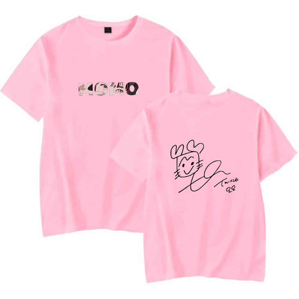 Kpop merchandise featuring cute and trendy pink T-shirts with unique designs, perfect for fans wanting to showcase their love for K-pop idols.